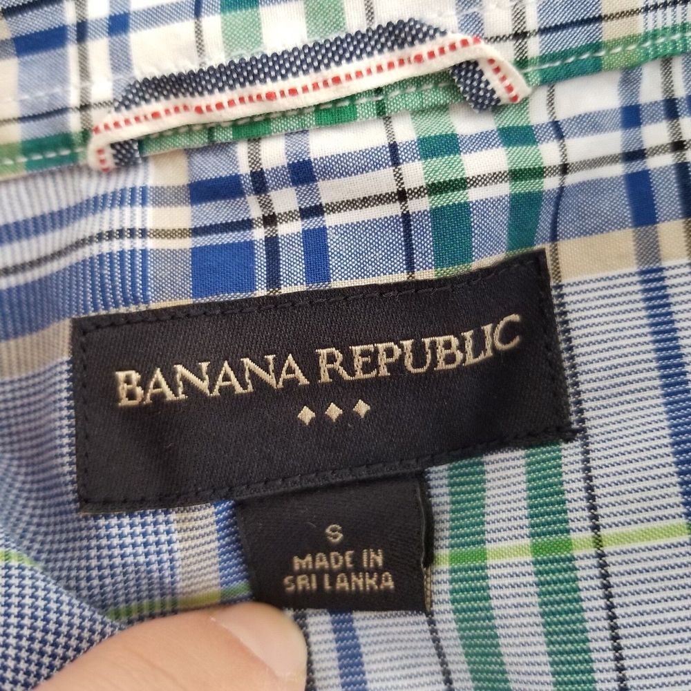 Banana Republic Button Up Shirt Mens S Roll Tab Sleeve Plaid Flap Chest Pockets - Picture 5 of 7